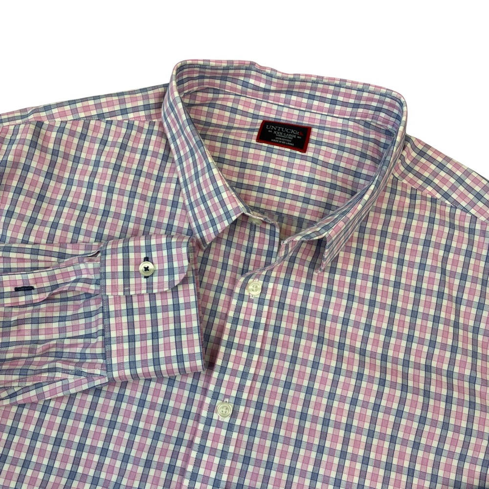 UNTUCKit Button Down Shirt Mens XXXL Pink Blue Plaid Wrinkle Free Long Sleeve
